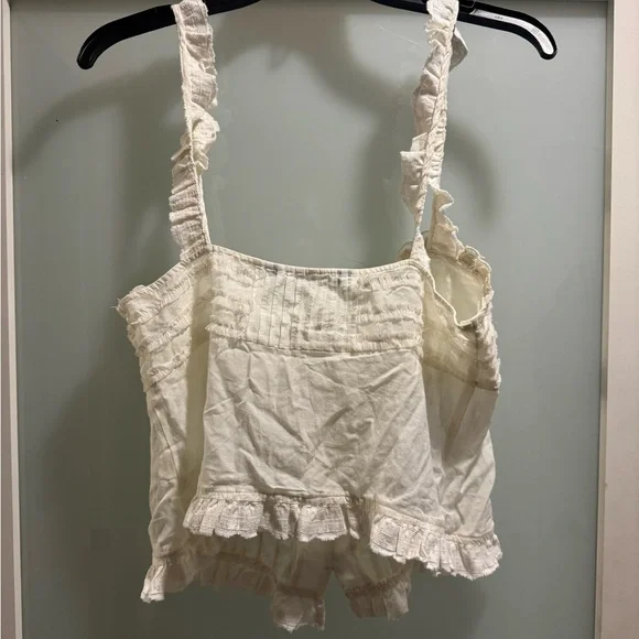 Zara Ivory Ruffle Button Tank Top - Picture 4 of 5